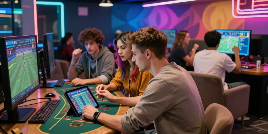 Exciting online gaming atmosphere at https://ku88vt.com/ with friends enjoying sports betting
