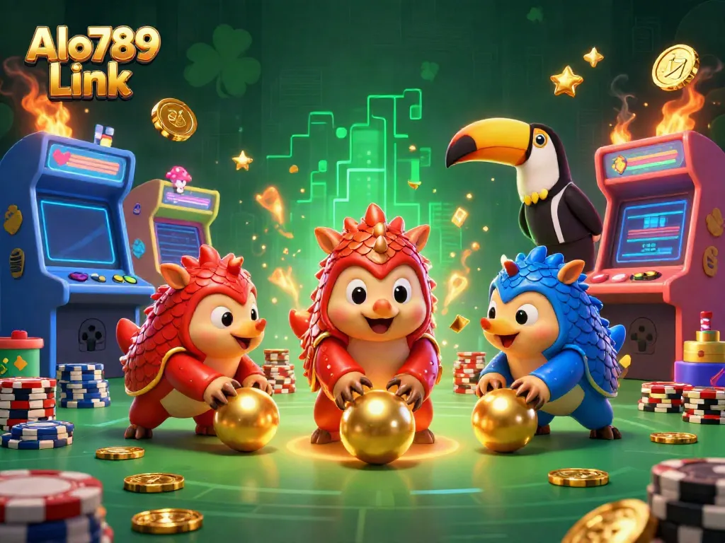 Engage in the thrilling action of gambling with Alo789 Link featuring vibrant pangolin rivals and festive decorations.