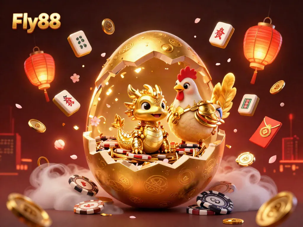 Experience the thrilling world of Fly88 casino with golden dragon and vibrant gaming elements!