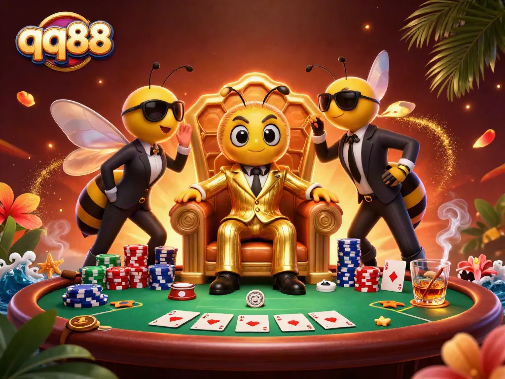 Experience thrilling gaming action with qq88, showcasing a vibrant casino scene filled with iconic elements.