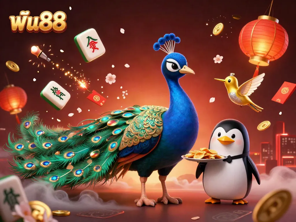 Engage in vibrant gambling action at ฟัน88 with 3D illustrated characters and elements, creating a lively gaming atmosphere.