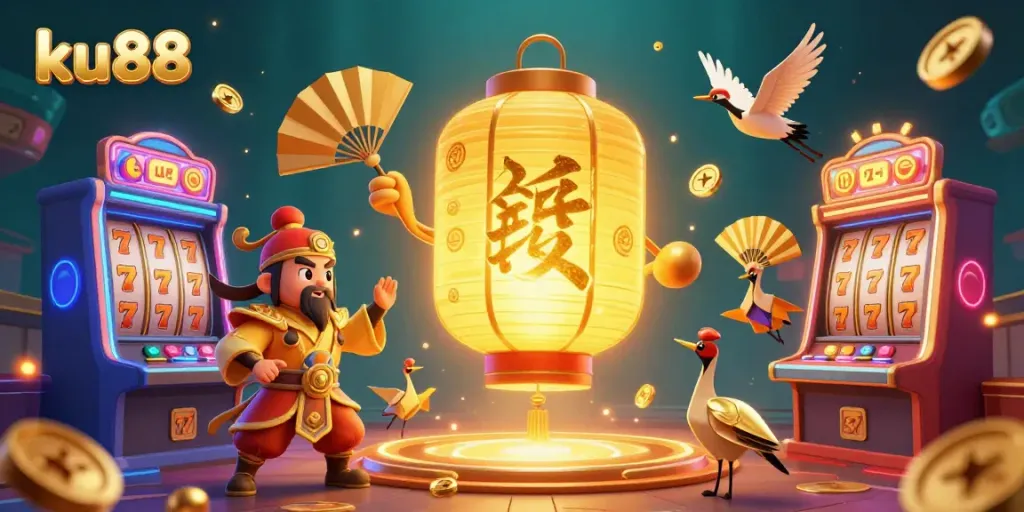 Engage with ku88's thrilling online casino scene featuring golden lantern spirits and exciting slot games.