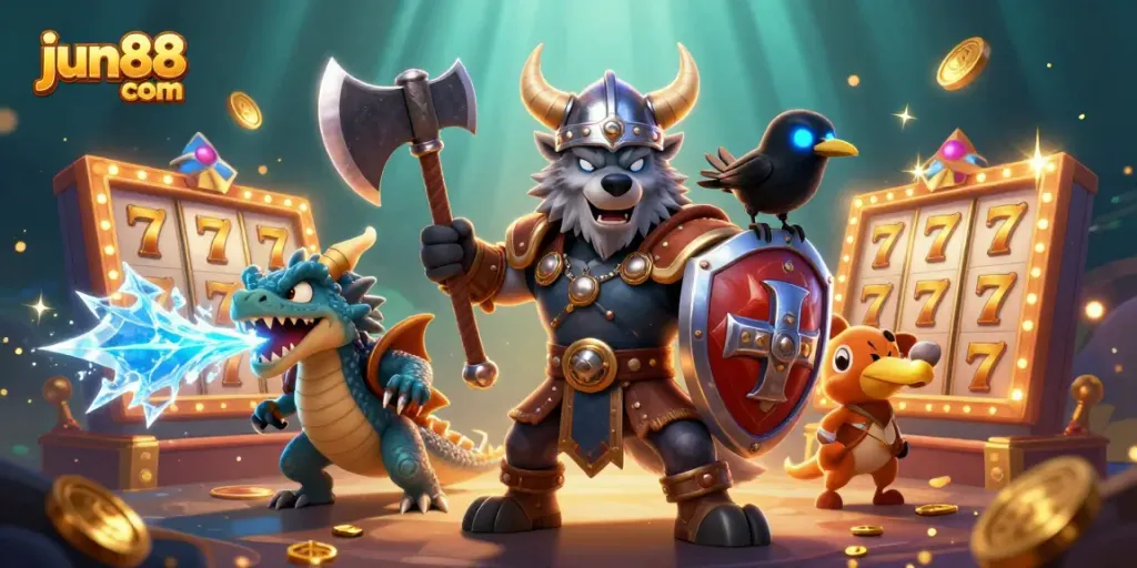 Khám phá jun88 com với hình ảnh các trò chơi slot độc đáo và ngộ nghĩnh trong không gian 3D.