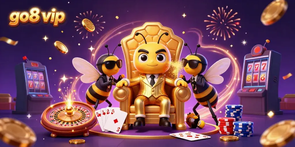 Experience the excitement of go8 vip with a vibrant and dynamic 3D casino illustration filled with action.