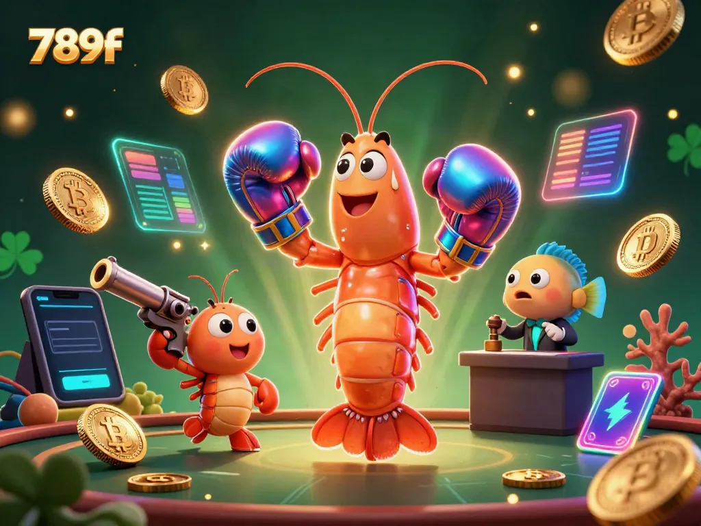Engage with 789f’s vibrant 3D casino experience featuring energetic characters and cryptocurrencies.